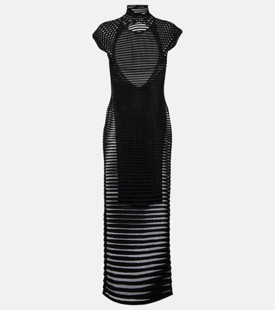 Alaïa 针织加长连衣裙 In Black