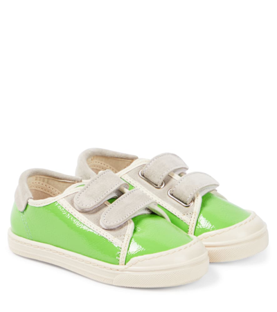 Pèpè Kids' Patent Leather Trainers In Green