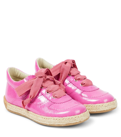 Pèpè Kids' Vernice Leather Trainers In Pink