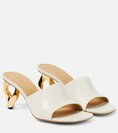 Jw Anderson Chain Heel Leather Mules In White