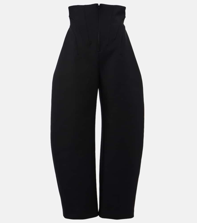 Alaïa High-rise Wool Barrel-leg Pants In Black