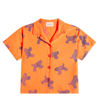 Bobo Choses Kids' Printed Cotton Bowling Shirt In Orange