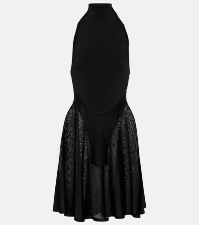 Alaïa Jersey And Mesh Minidress In Black