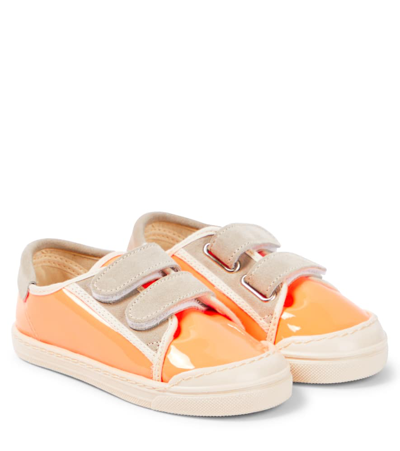 Pèpè Kids' Patent Leather Trainers In Orange