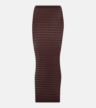 Alaïa Striped Maxi Skirt In Chocolat