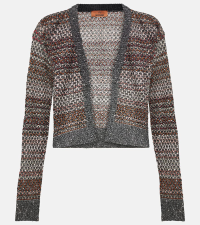 Missoni Printed Metallic Cardigan In Multicolor On Black Base