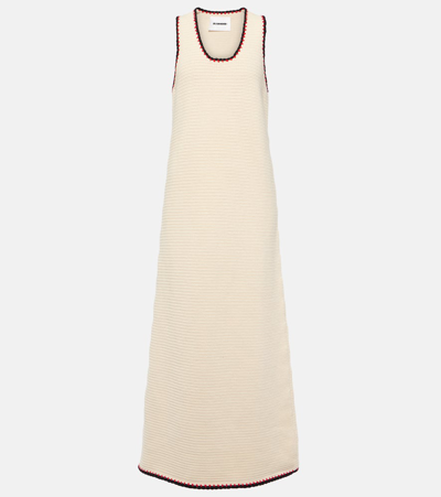 Jil Sander Knit Cotton Maxi Dress In Neutrals