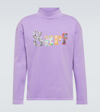Erl Solid Color Mock-neck Sweatshirt With Contrasting Patches In Purple