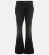 Balmain Logo-embroidered Whiskering-detail Bootcut Jeans In Noir Delave