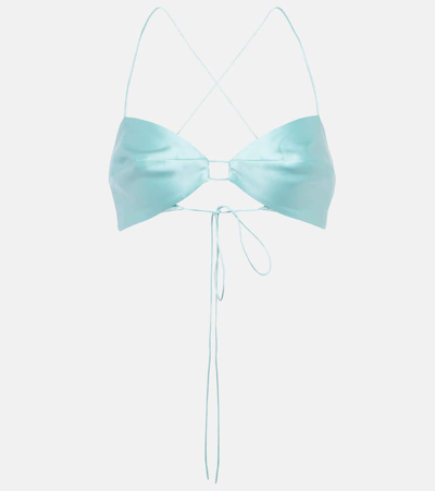 The Sei Silk Bra Top In Baby Blue