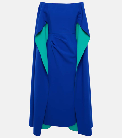 Roksanda Guiomar Cape-detail Gown In Marine/perruche