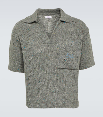 Erl Wool-blend Polo Sweater In Grey Melange