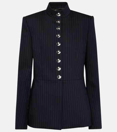 Khaite The Samuel Pinstriped Jacket In Navy White