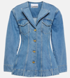 Ganni Cutline Fitted Blazer In Light Blue Denim In Blue