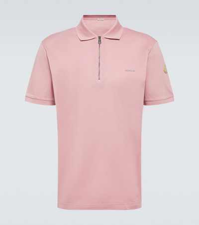 Moncler Cotton Polo Shirt In Dawn Pink