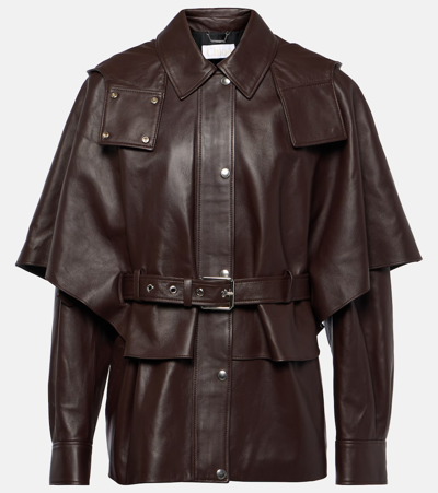 Chloé Layered Leather Jacket In Brown