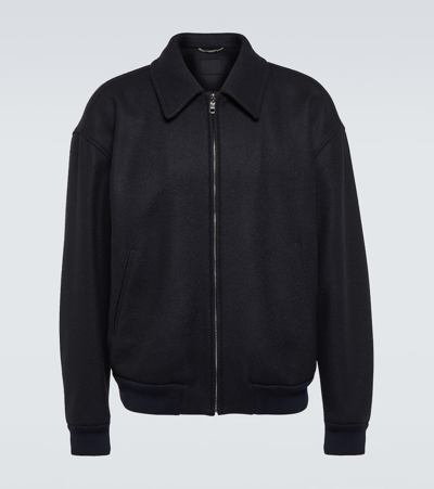 Dolce & Gabbana Wool-blend Bomber Jacket In Blu Scurissimo 1