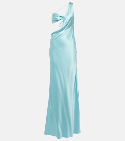 The Sei One-shoulder Silk Gown In Baby Blue