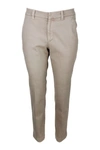 Brunello Cucinelli Stretch Cotton Cigarette Trousers In Beige
