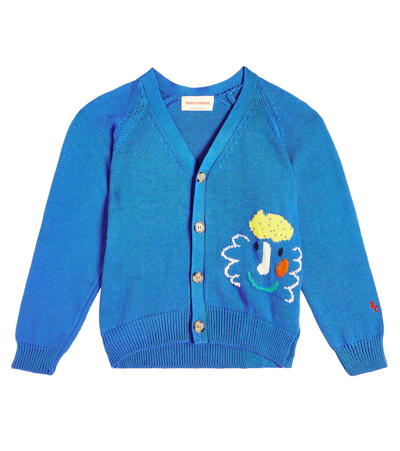 Bobo Choses Kids' Embroidered Cotton Cardigan In Blue