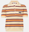 Miu Miu Striped Cotton And Silk Polo Shirt In Multicoloured