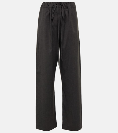 The Row Argent Silk And Cotton Wide-leg Pants In Dark Grey