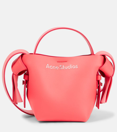 Acne Studios Musubi Mini Leather Crossbody Bag In Electric Pink