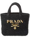 Prada Logo Small Tote In Black