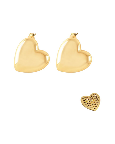 Gabi Rielle 14k Over Silver Lovestruck Collection Puffed Heart Studs In Gold