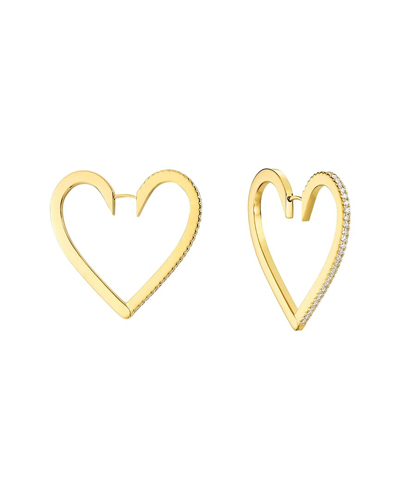 Gabi Rielle 14k Over Silver Lovestruck Collection Cz Heart To Heart Hoops In Gold