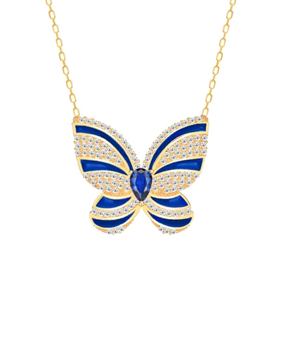 Gabi Rielle 14k Over Silver Lovestruck Collection Cz Butterfly Necklace In Gold