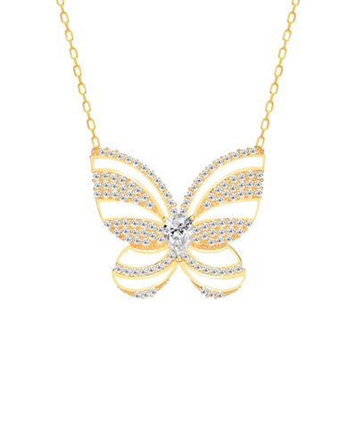 Gabi Rielle 14k Over Silver Lovestruck Collection Cz Butterfly Necklace In Gold