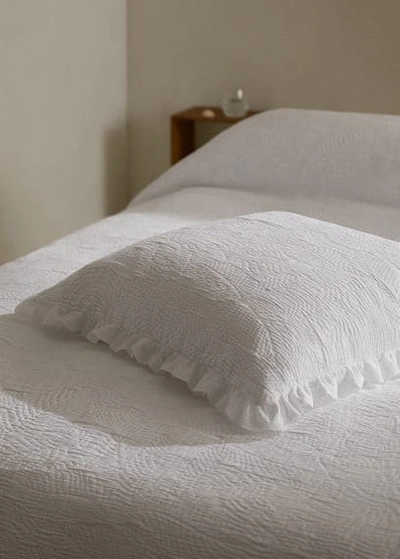 Mango Home Jacquard Ruffle Cushion Cover 60x60cm White