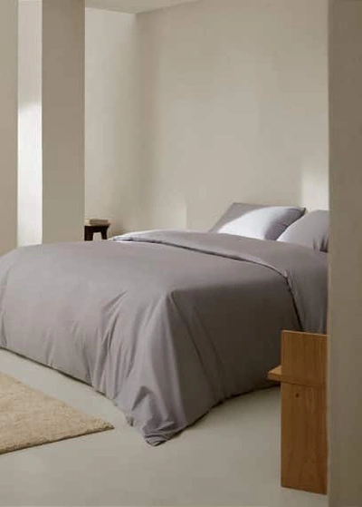 Mango Home Cotton 180 Thread Duvet Cover Single Bed Grey In Grey