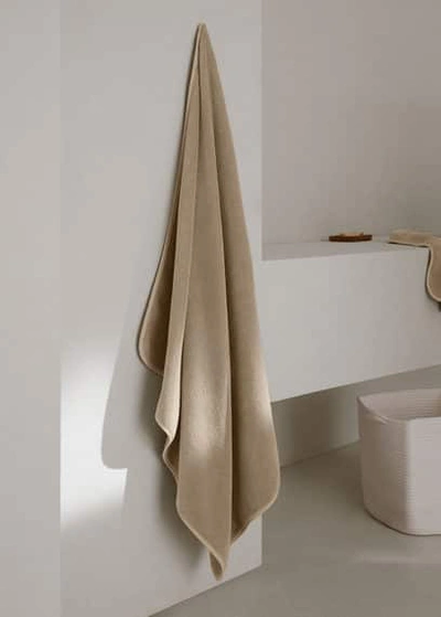 Mango Home Striped Texture Bath Towel 90x150cm Beige In Brown