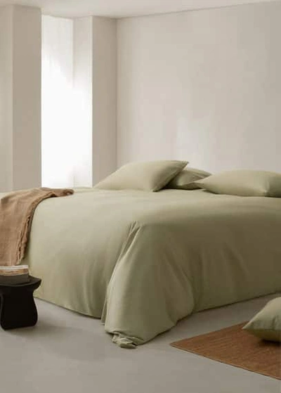 Mango Home Cotton 180 Thread Duvet Cover Superking Bed Green In Neutral