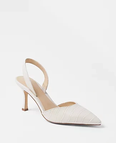 Ann Taylor Kerry Embossed Leather Pumps In Pearl Shadow