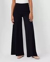 Ann Taylor High Rise Side Zip Wide Leg Pants In Ponte In Black