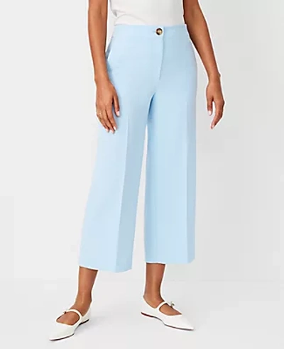 Ann Taylor The High Rise Kate Wide Leg Crop Pant In Crepe In Perfect Sky