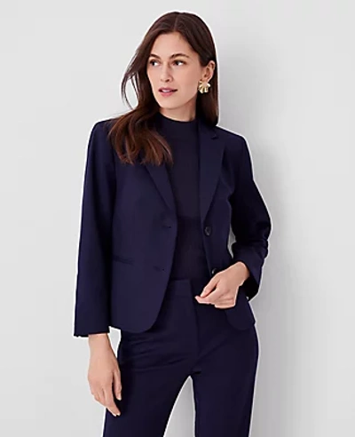 Ann Taylor The Cropped Two Button Blazer In Night Sky
