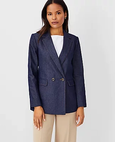 Ann Taylor The Long Double Breasted Blazer In Pure Indigo