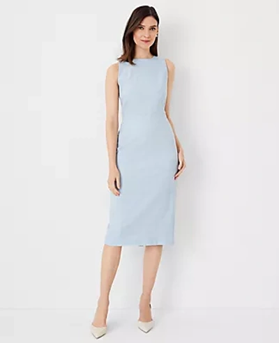 Ann Taylor The Longer Sheath Dress In Windowpane In Blue Multi