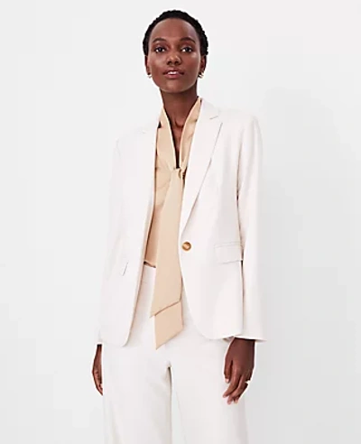 Ann Taylor The Notched One Button Blazer In Texture In Bleached Almond