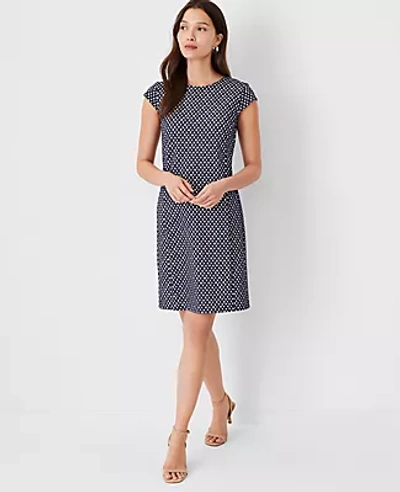 Ann Taylor Checked Flare Dress In Night Sky