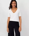 Ann Taylor V-neck Sweater Tee In Winter White