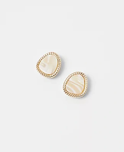 Ann Taylor Marbled Stud Earrings In Ivory