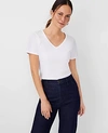 Ann Taylor V-neck Tee In White