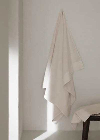 Mango Home Textured 100% Cotton Bath Towel 90x150cm Beige In White