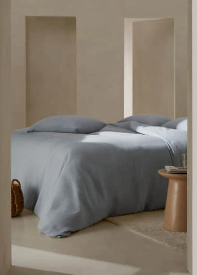 Mango Home Cotton Gauze Duvet Cover Single Bed Sky Blue In Grey