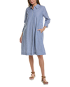 Johnny Was Giorgia Henley Shirt Dress In Blue With Bold Stripe Pattern